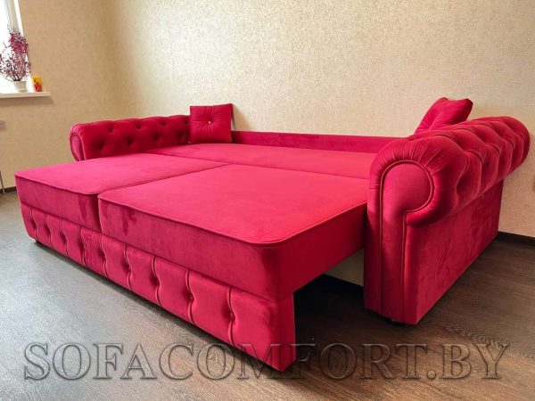 спальное место ярко-красного дивана фурор